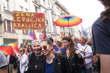 En uppsluppen stämning på Sarajevos gator den 8 september.