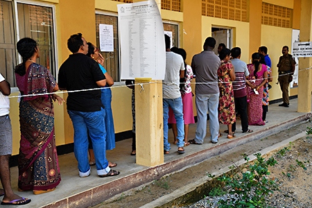 Vallokal i Batticaloa i östra Sri Lanka.