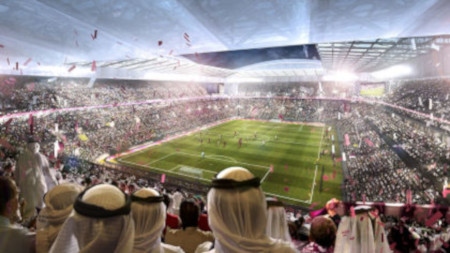 Så här ska Al Rayyan-stadion, som nu renoveras, se ut när fotbolls-VM för herrar hålls år 2022.