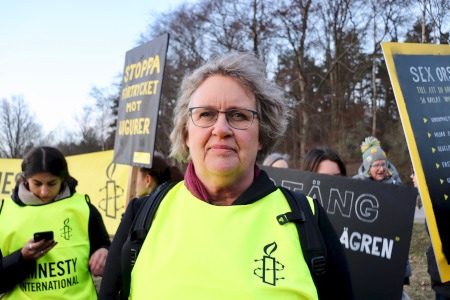 Anna Lindenfors, generalsekreterare för svenska Amnesty, talade.