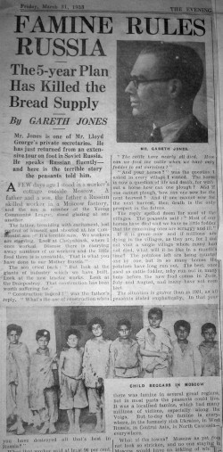 Gareth Jones artikel i The London Evening Standard 31 mars 1933.