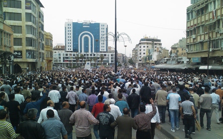 Demonstration i Homs 18 april 2011.