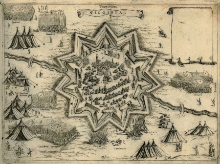 Belägringen av Nicosia 1574 av konstnären Giovanni Camoccio.