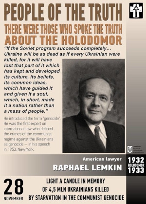 Raphaël Lemkin hyllas på en affisch från Ukrainian Institute of National Remembrance 2015.