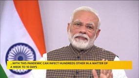 Indiens premiärminister Narendra Modi håller tal 24 mars och meddelar att Indien ska stängas ner från midnatt.