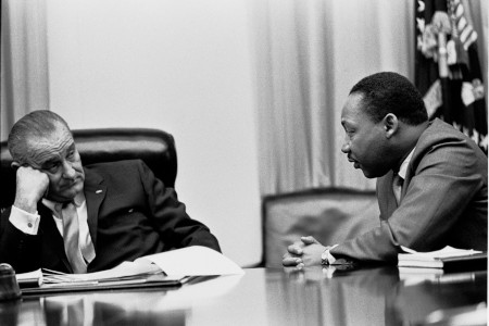 USA:s president Lyndon B Johnson möter Martin Luther King 1966.