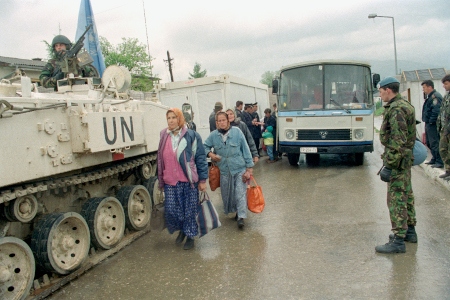 Brittiska FN-soldater i Stari Vitez i centrala Bosnien den 1 maj 1994.