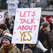 Demonstration i Köpenhamn den 25 november 2018 med krav på samtyckeslag.