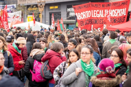 En av de stora demonstrationerna för abort 2018