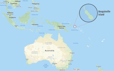 Bougainville ligger öster om Papua Nya Guinea.