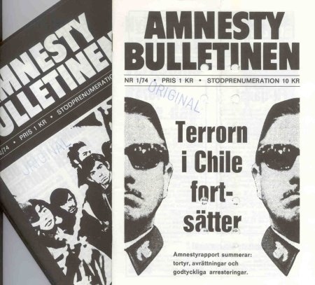 Efter kuppen i Chile arbetade Amnesty, bland annat i Sverige, mot militärregimens terror. Danska Amnesty har bidragit till finansieringen av filmen "Svarta nejlikan" som hade premiär i september 2007.