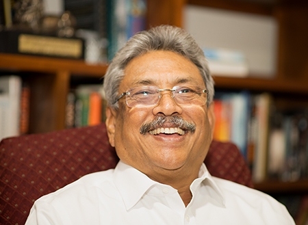 Gotabaya Rajapaksa, Sri Lankas president. Bilden tagen vid en intervju i maj 2018. 