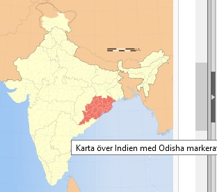 Odisha ligger i östra Indien.