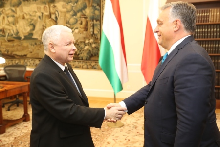 Jarosław Kaczyński, ledare för polska PiS möter Ungerns premiärminister Viktor Orbán den 22 september 2017.