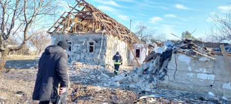 Konsekvenserna av rysk granatbeskjutning i Tjernihiv den 28 februari.