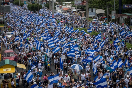 Demonstration i Managua i juni 2018.