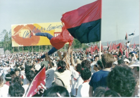 10-årsdagen av sandinisternas seger firas 19 juli 1989.