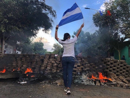 En barrikad under protesterna i Nicaragua 2018.