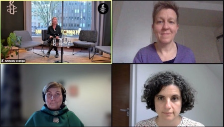 Digitalt panelsamtal på årsmötet: Brittis Edman, Ulrika Westerlund, Aili Keskitalo och Chiara Liguori.