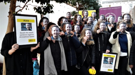 Amnesty och Karolinska Institutet höll den 18 januari 2018 en gemensam manifestation.