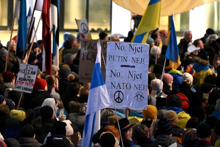 Olika budskap i manifestationen.