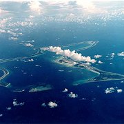 Huvudön Diego Garcia där en militärbas är i bruk sedan befolkningen förflyttats.